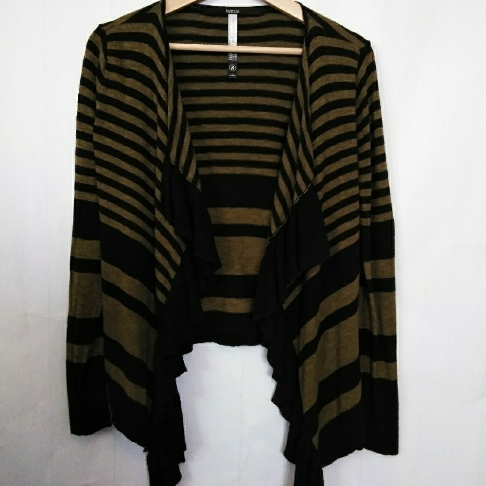 Kensie Waterfall Open Striped Cardigan Sweater